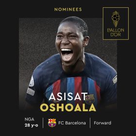 Barcelona striker Asisat Oshoala nominated for Ballon d'Or Feminin